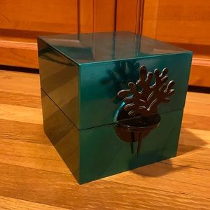 Turquoise Metallic Lacquered Wood Jewelry Box